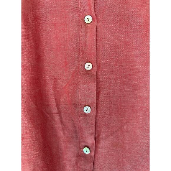 J. Jill Red Lightweight Basic Lagenlook Coastal Grandma Linen Blouse Size Large - Picture 6 of 13